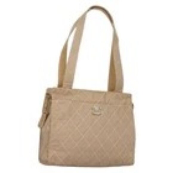 CHANEL Matelasse Tote Bag Canvas Beige CC Auth bs28511 - Picture 1 of 16